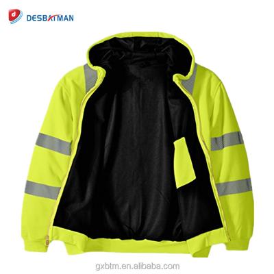 China With Hood With Rope Adjustable High Visibility Workwear Man Strength Class 3 Safety Class 3 Sweatshirt Reflective Sweatshirt for sale