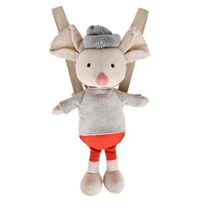 China Cool Soft Cute Furry Fabric Plush Stuffed Gray Mouse Animals Backpack Bag For Kids for sale