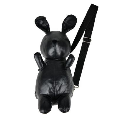 China Cool Fabric New Custom Design Plush Black Rabbit Bag Soft Stuffed Animals Backpacks For Kids for sale