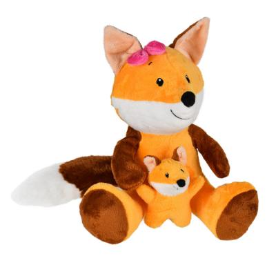 China 2020 New Style Spandex Stretch Fabric Fox Mother And Baby Animals Soft Cute Fox Stuffed Plush Toy for sale