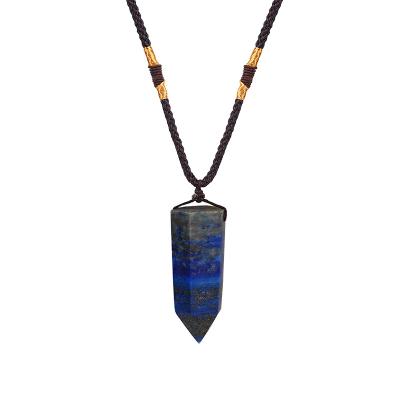 China NUORO CLASSIC Multicolor Hex Chakra Crystal Bullet Shape Gemstone Pendant Necklaces Headed Quartz Lazurite Stone Necklaces for sale