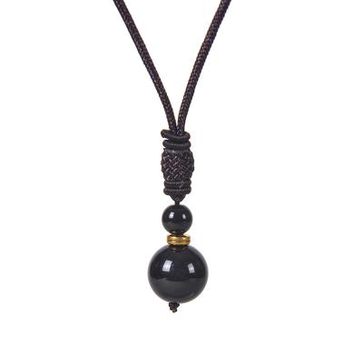 China NUORO CLASSIC Double Round Pendant Necklaces Scarf for Women and Men Lucky Gift Natural Stone Obsidian Ball Transfer Beads Necklace for sale