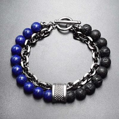 China Best Selling Tiger Eye Mens Beaded Chain Bracelet 2021 Trendy Natural Stone Natural Metal Bracelet for sale