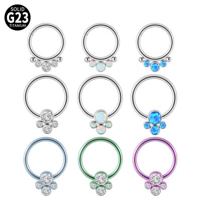 China NUORO CLASSIC 1PC G23 OP17 Titanium Sniff Opal Nose Ring Piercing CZ Gem Ball Ear Septum Helix Tragus Cartilage BCR Earrings for sale