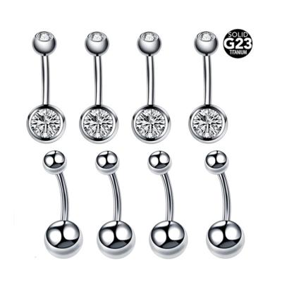 China CLASSIC Titanium Body Jewelry Navel Piercing Belly Rings Crystal Gem Curved Barbell Belly Rings Ombligo NUORO 1Pc G23 for sale