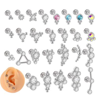 China NUORO CLASSIC Multiple Styles G23 Cartilage Monroe Internal CZ Wire Labret Lip Rings Piercing Helix Tragus Lobe Titanium Conch Earring for sale