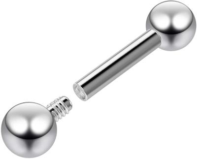 China NUORO CLASSIC G23 16G Internally Threaded Straight Barbell Steel Color Balls Scale Titanium Ear Cartilage Tongue Piercing Jewelry for sale