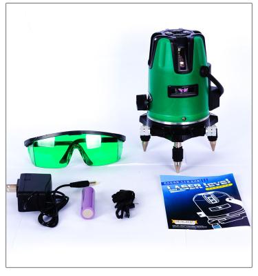 China Automatic Cross Line Level 4V1H Self Leveling Horizontal And Vertical Reticle Rotation 360 Laser Level 5 Green Line 110mm*185mm for sale