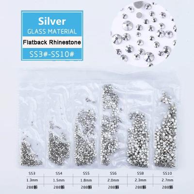 China Multi Sizes Flatback Ss4-SS12 Glass Crystal Rhinestone Bulk Non Hotfix Flatback Rhinestone For Nail for sale