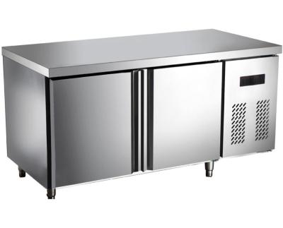 China Single-temperature fan cooling stainless steel work prep table under refrigerator 2 storm doors for sale