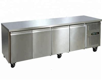 China Single-Temperature Commercial Kitchen Refrigerator 4 Doors Workbench Stainless Steel Freezer for sale