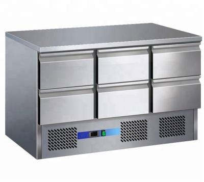 China Single-temperature 6 Drawers 304 Stainless Steel Saladette Display Fridge With Imported Compressor for sale