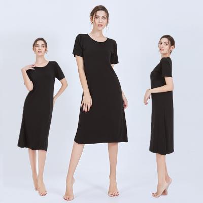 China Women Breathable Long Sleepwear Night Dress Soft Short Sleeve Girls Nightgown for sale