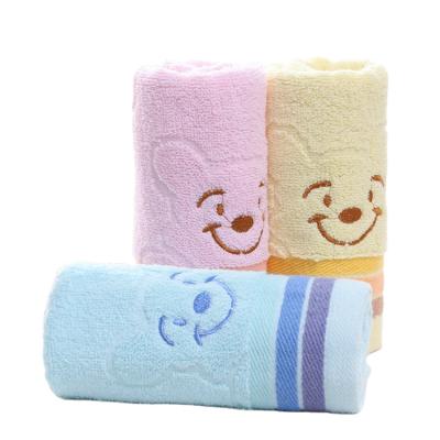 China Smiley Bear Pure Cotton Towel Soft Absorbent Facial Massager Embroidery Face Cloth Wash Cloth Facial Towel For Kids for sale