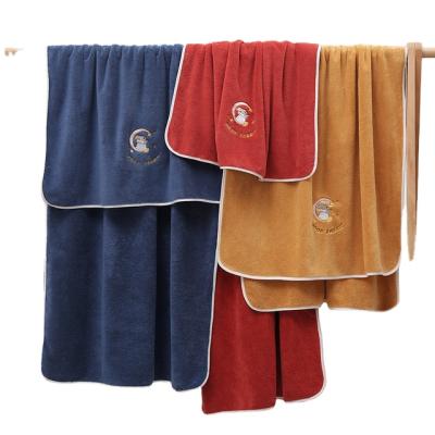 China Wholesale Pure Female Household Towel Cotton Beach Towel Pure High Quality Bath Towel Child Safe Coral Fleece Thickened Adult Absorbent for sale