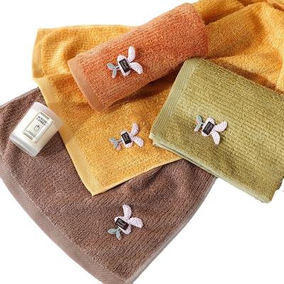 China Wholesale Child Safe Soft Absorbent Cute Towel Vertical Single Yarn Bamboo Fiber Face Towel Cartoon Rabbit Towel Supermarket Children's Towel for sale