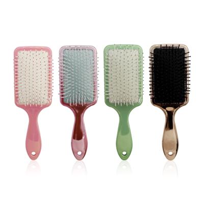 China New Design Electroplating Gold Bling Cushion Paddle Detangling Wet Hair Brush for sale