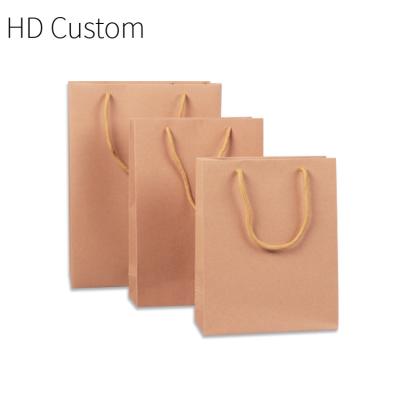 China Recyclable Custom Luxury Shopping Bags Print Logo Kraft Paper Medium Bag Mini Carton Cute Natural 4 x 2 Brown Food Packaging Design OEM New for sale