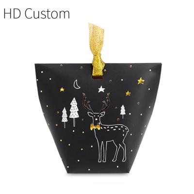 China Custom Recyclable Thank You Bag 100 Bags For Boutique Sale Black Paper With Ribbon Gift Birthday Parties Jewelry Merchandise Shopping for sale