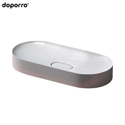 China Durable Doporro OEM/ODM Mineral Cast Above Countertop Oval Hand Basin Cabinet Bathroom Sink Basin Bathroom Washing Single Hole CE for sale