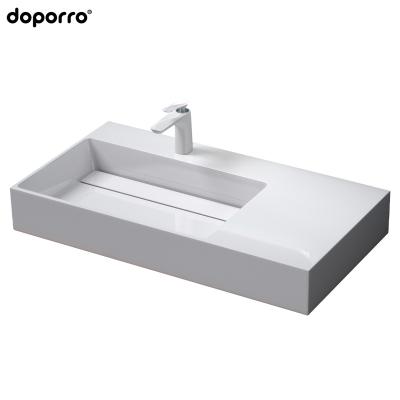 China Modern doporro high quality mineral cast above countertop hand basin, rectangular bathroom cabinet sink for sale