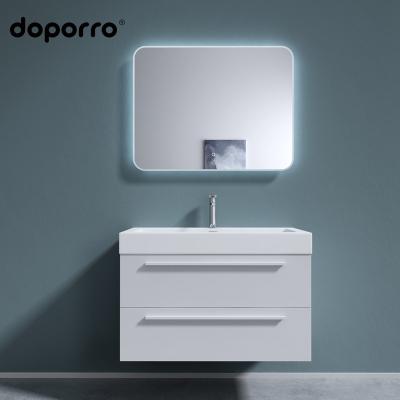 China doporro modern europe style led silver mirror bathroom vanity cabinet top mirrored wall hung bathroom furniture for sale