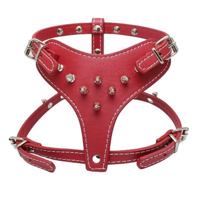 China Viable Price Big Bite Spike Rivets Adjustable PU Leather Dog Collar Harness For Pet for sale