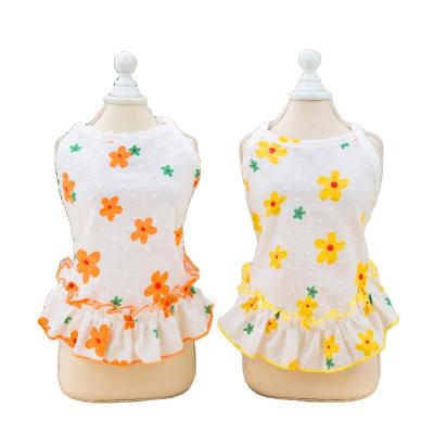 China Summer Luxury Puppy Dog Dress Puppy Dog Party Flower Cat Costume Cute Dog Shirts Small Viable Pet Clothes Wholesale for sale