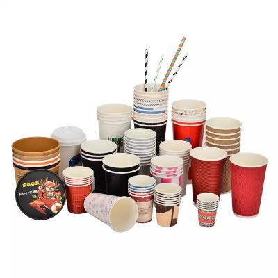 China High Quality Biodegradable Custom Logo Disposable Double Wall Paper Cups With Lids for sale