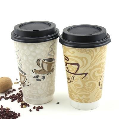 China Biodegradable Takeaway Coffee and Milk Tea Paper Cup with Double Lid Biodegradabl Plastic Wall Lid Food Grade Disposable Wrapping Paper Blank for sale