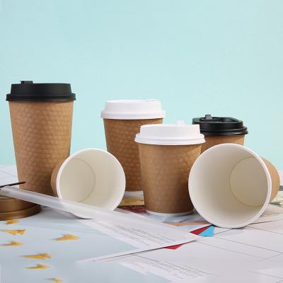 China High Quality Biodegradable Hot Drinks Double Wall Heat Insulation Coffee Disposable Paper Cup With Lid for sale