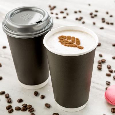 China Biodegradable Black Paper Paper Coffee Cups Double Wall Disposable Leakproof Recyclable Paper Cups for sale