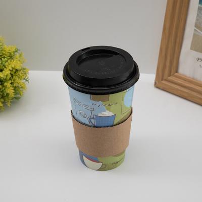 China Disposable Customized Heat Resistant Ironing Cup Sleeve Cup Holder Coffee Paper Cup Ironing Sleeve for sale