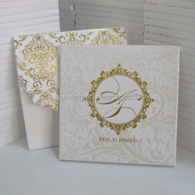 China Elegant Africa Hard Cover Invitation With Gold Embossed Wedding Invitation Card for sale