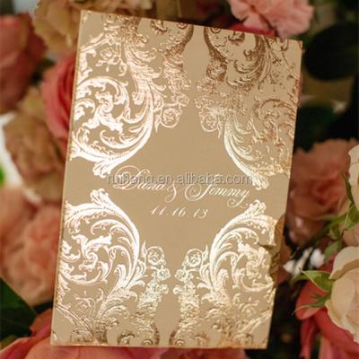 China Luxurious And Glamorous Europe Wedding Cover Pattern Europe Gold Embossed Hard Invitations For Wedding for sale