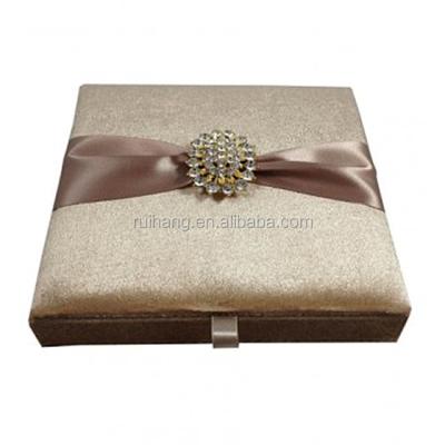 China Europe New Arrival And Luxurious Embellished Brown Velvet Wedding Invitations For Wedding for sale