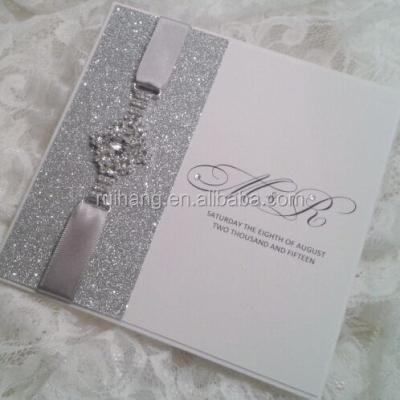 China Africa charming withlove shiny silver brooch paper glitter invitations elegant wedding card for sale