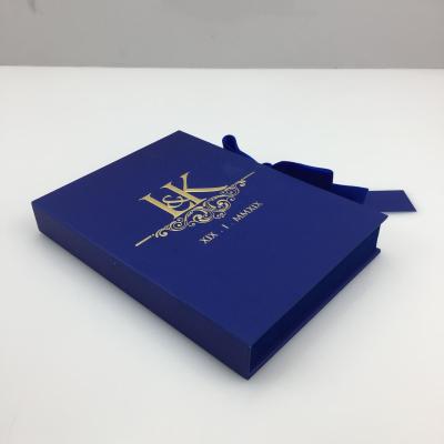 China 2019 Europe New Arrival Sophisticated Textured Navy Hardcover Box Invitation With Silk Screen Printing Acrylic for sale