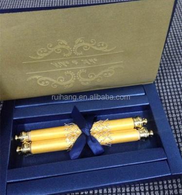 China Globa 2016 Hot Sale Navy Wedding Scroll Personalized With Royal Box Scroll Wedding Invitation for sale