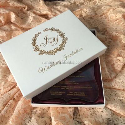 China Europe Clear Acrylic Die Cut Wedding Invitations For Elegant Wedding Favors Box for sale