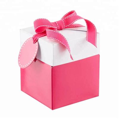 China Europe Newcomer Pink/Aqua/Grey Solid Color Gift Boxes With Tag for sale