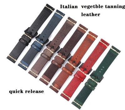 China Wholesale Italian Vegetable Tanned Leather In Custom 22mm Running Bands Italian Leather Vegetable Tanned Watch Strap for sale