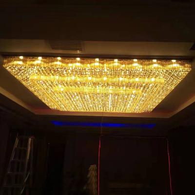 China Modern Customization The Large Luxury Europe Large LED Crystal Rectangle Chandelier Hotel Lobby Chandelier for sale