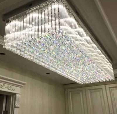 China Large Modern Customizable Rectangular Modern Luxury Wedding Decoration Led Hotel Crystal Chandelier for sale