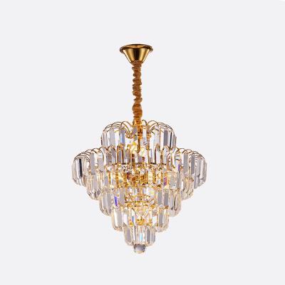 China Contemporary Hotel Wedding Lobby Hanging Light Gold Stainless Steel Modern Luxury Crystal Chandelier for sale