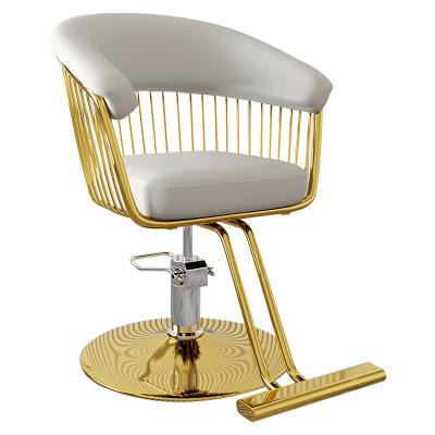 China Traditional Net celebrity hairdressing chair barber shop chair hair salon special lift rotating fashion hair cutting chair light luxury iron for sale