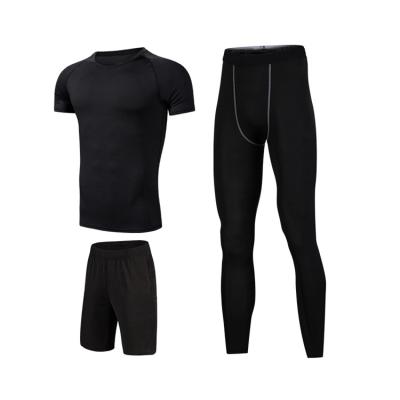 China Small MOQ inventory breathable and comfortable men's fitness suit three-piece set for sale