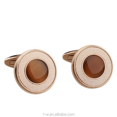 China Classic Classic Taste Around Rose Gold Bezel Stone Cufflinks for sale