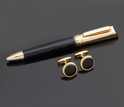 China Business Gift Fashion Gifts Black With Gold Pen Cufflinks Accessories Jewelry For Men for sale