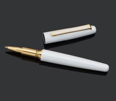 China office & School Pen White Color Metal Roller Ball Signature Executive Pen With Rotate Pen Cap for sale